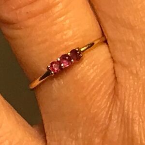Dainty 14K Ring with 3 Small Round Rubies